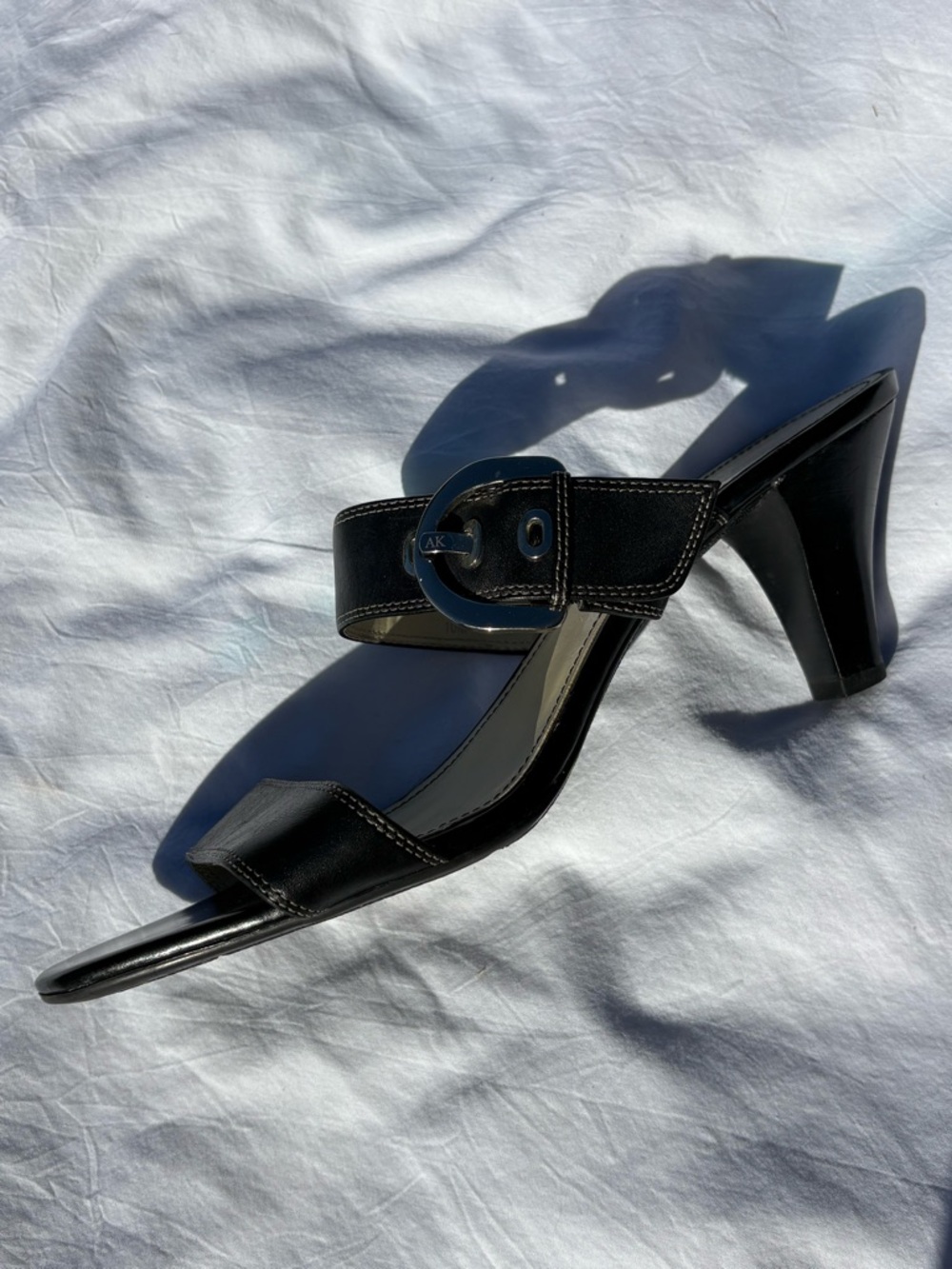 Anne Klein Black Two-Band iFlex Slide Sandals - Picture 5 of 5